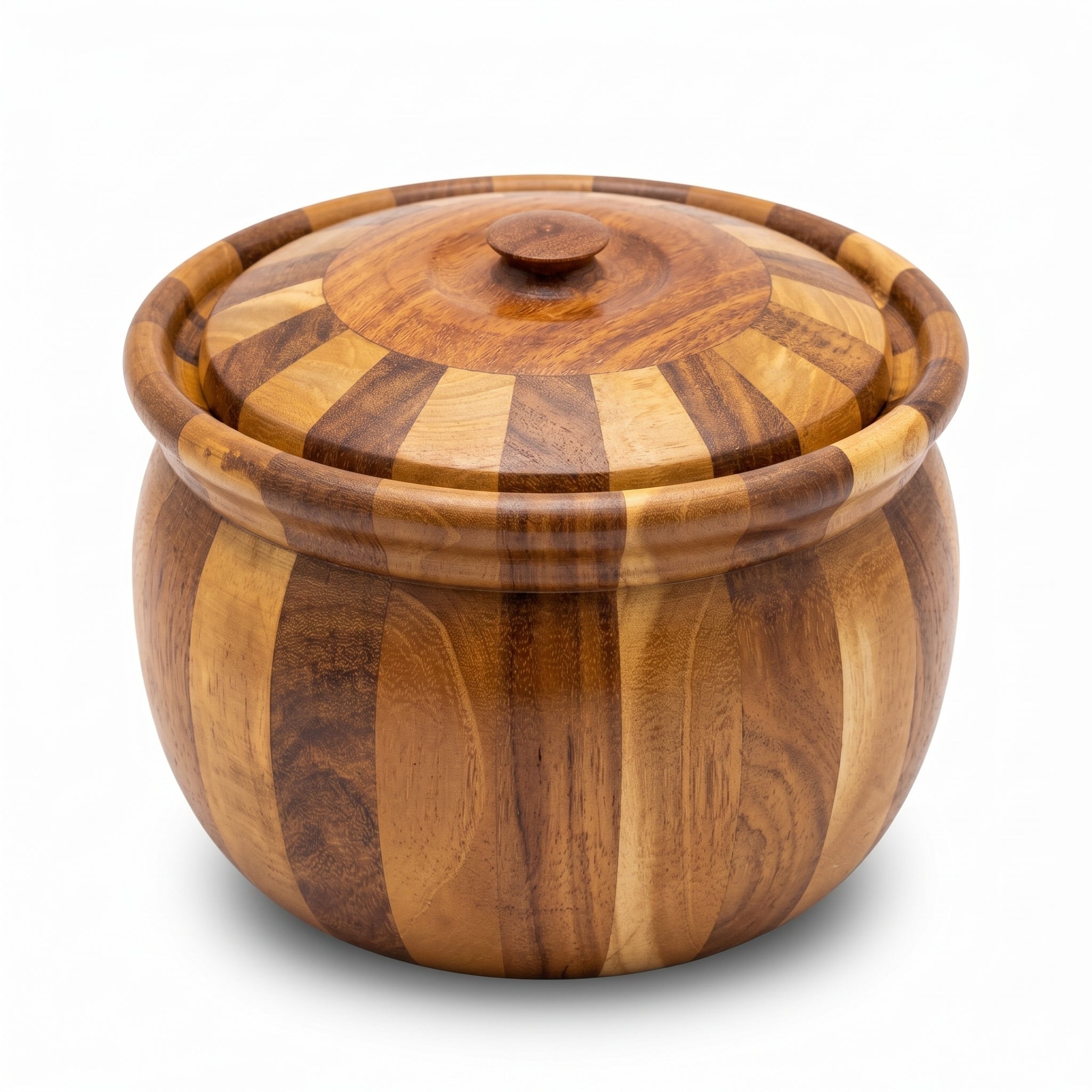 Premium Handcrafted Wooden Multipurpose Storage Pot – Designer Sheesham Wood Jar with Lid