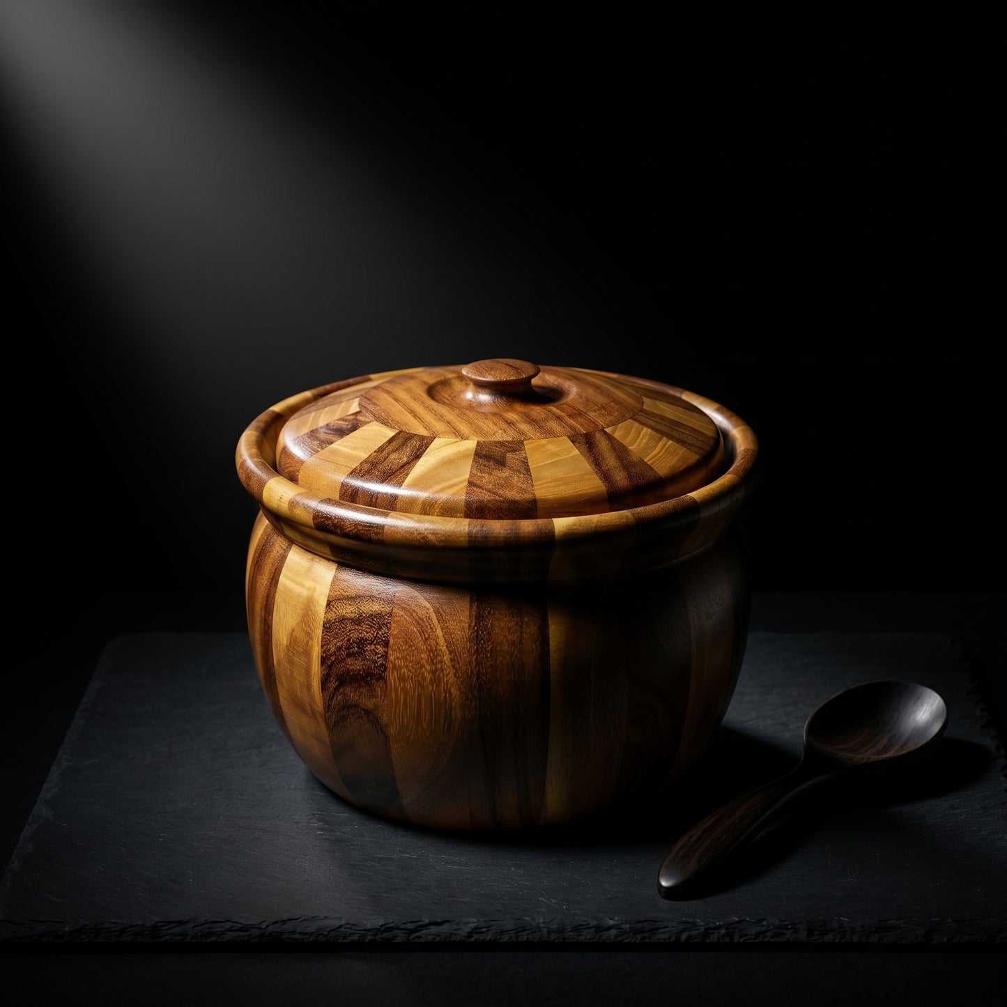 Premium Handcrafted Wooden Multipurpose Storage Pot – Designer Sheesham Wood Jar with Lid