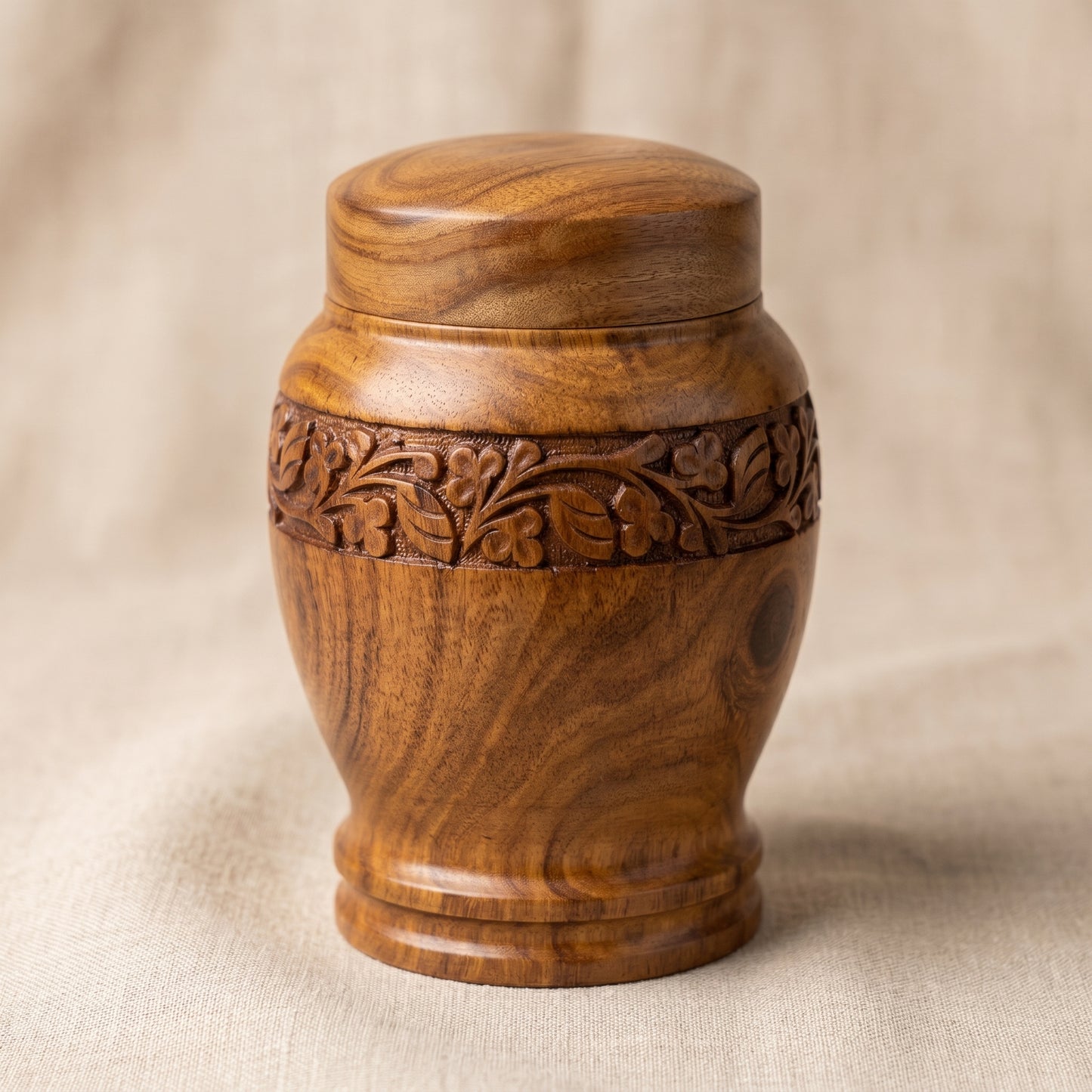 Handcrafted Wooden Multipurpose Storage Jar – Luxury Carved Sheesham Wood Container
