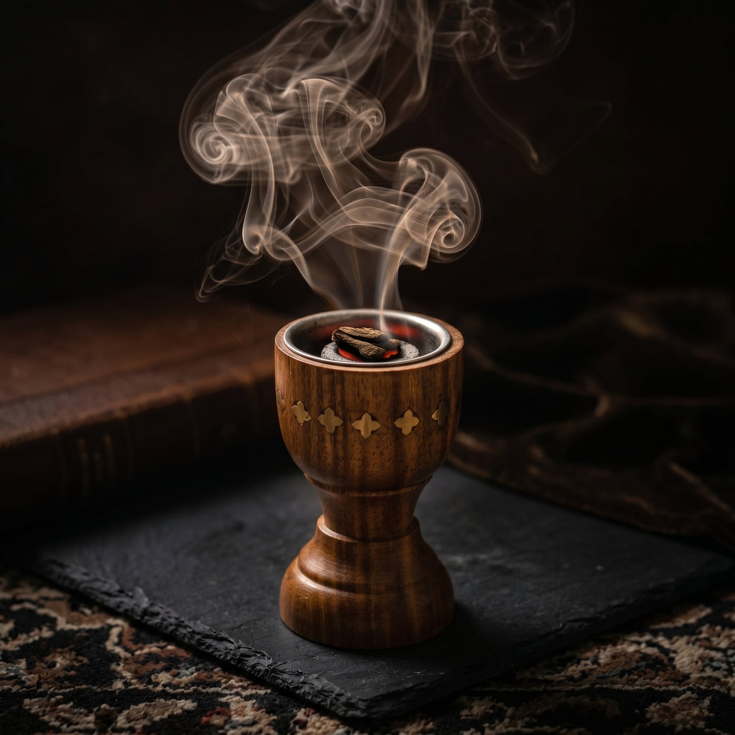 Luxury Handcrafted Wooden Bakhoor Burner Cup – Premium Oud & Incense Holder