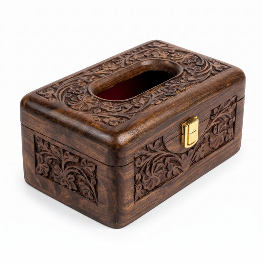 Premium Handcrafted Wooden Tissue Box Holder
