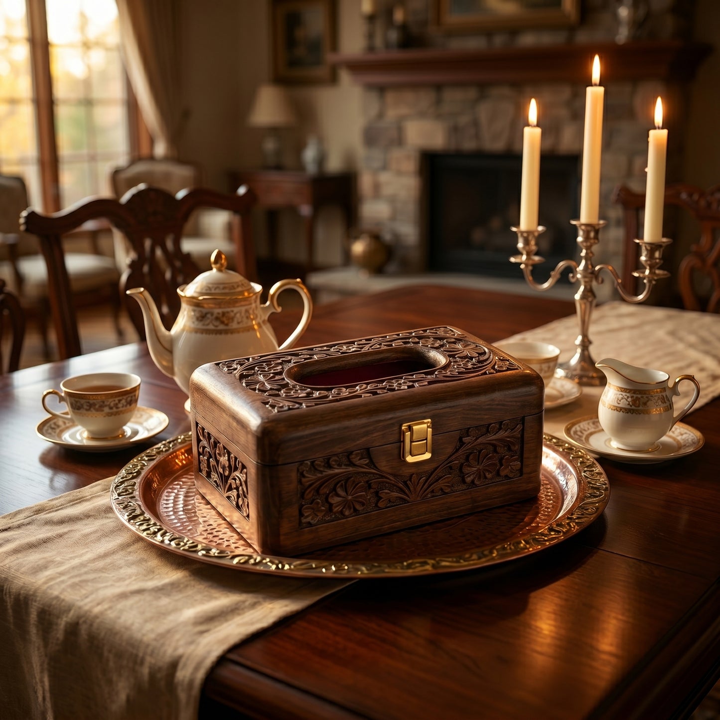 Premium Handcrafted Wooden Tissue Box Holder