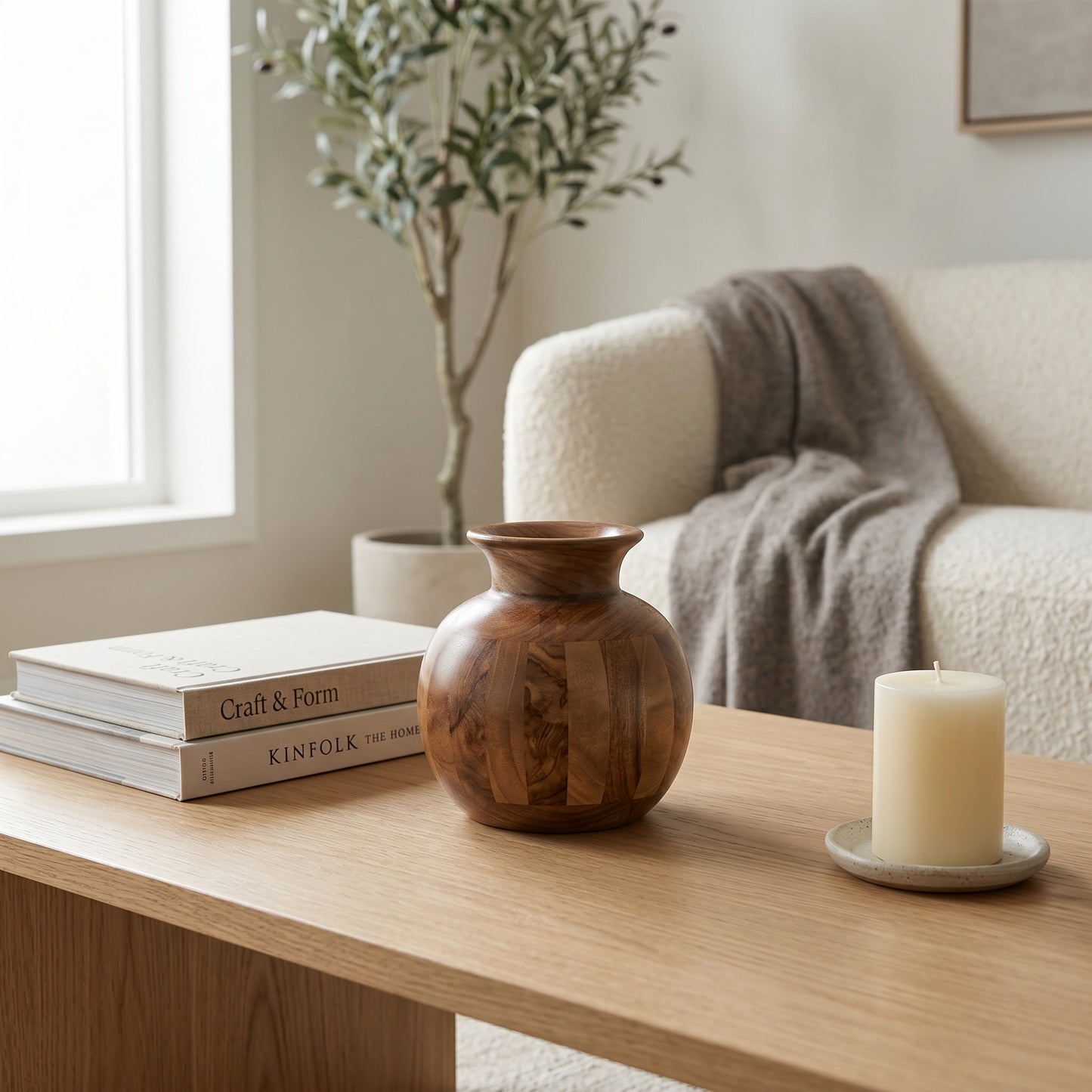 Premium Handcrafted Wooden Flower Vase