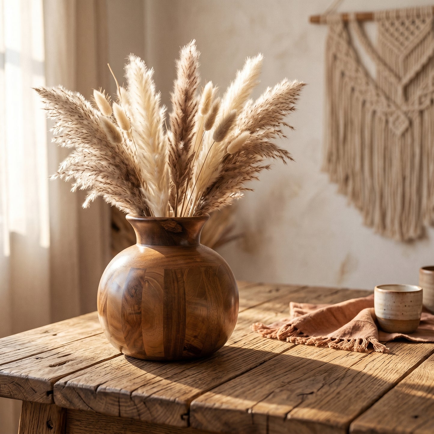 Premium Handcrafted Wooden Flower Vase