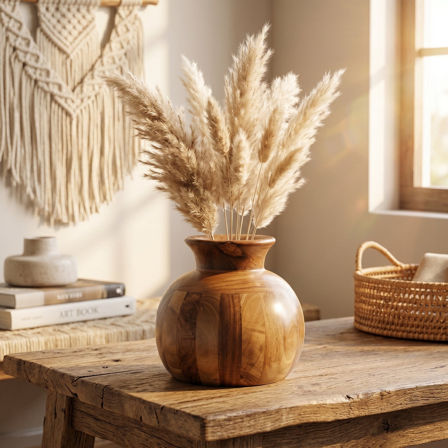 Premium Handcrafted Wooden Flower Vase