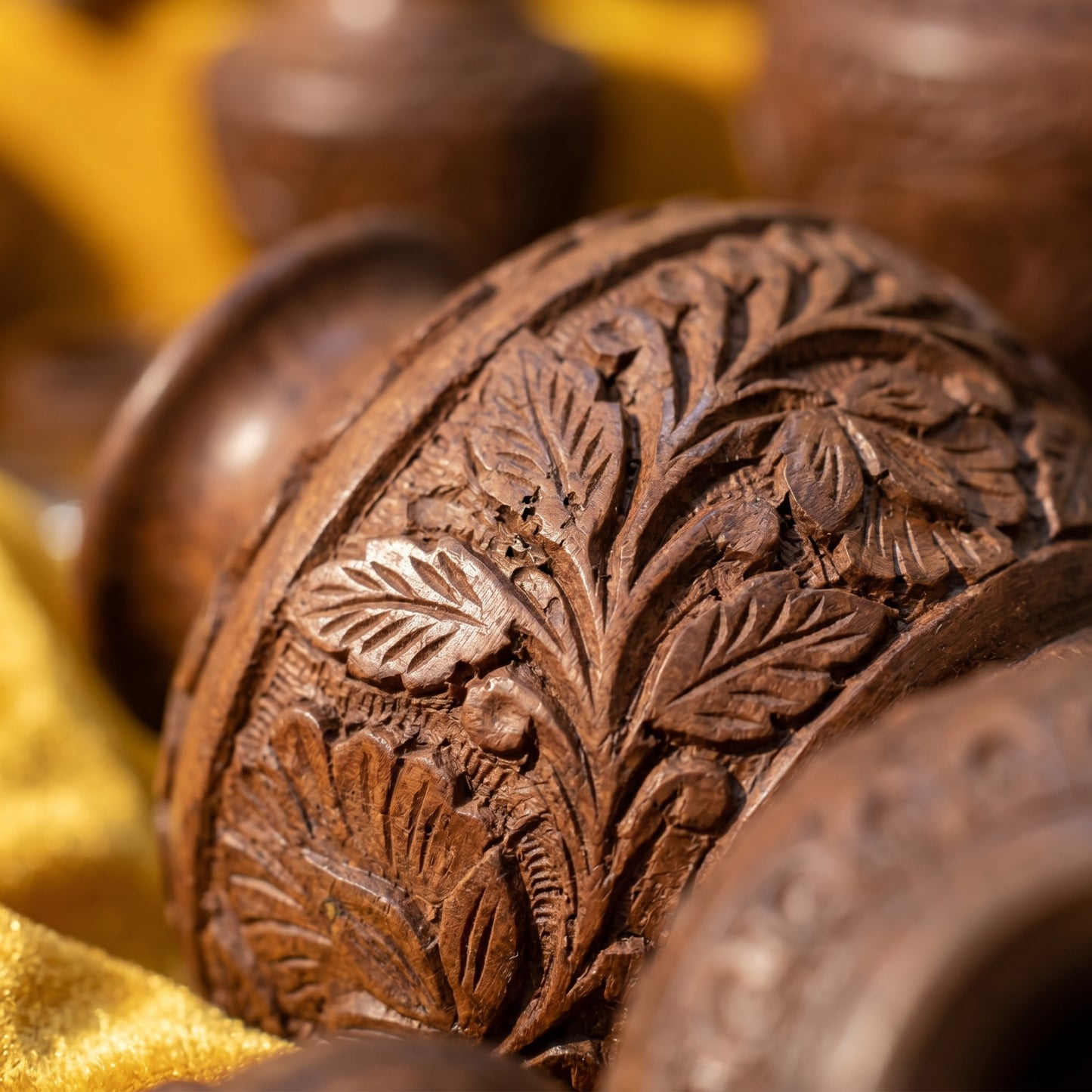 Hand Carved Wooden Vase Set – 3 Sizes
