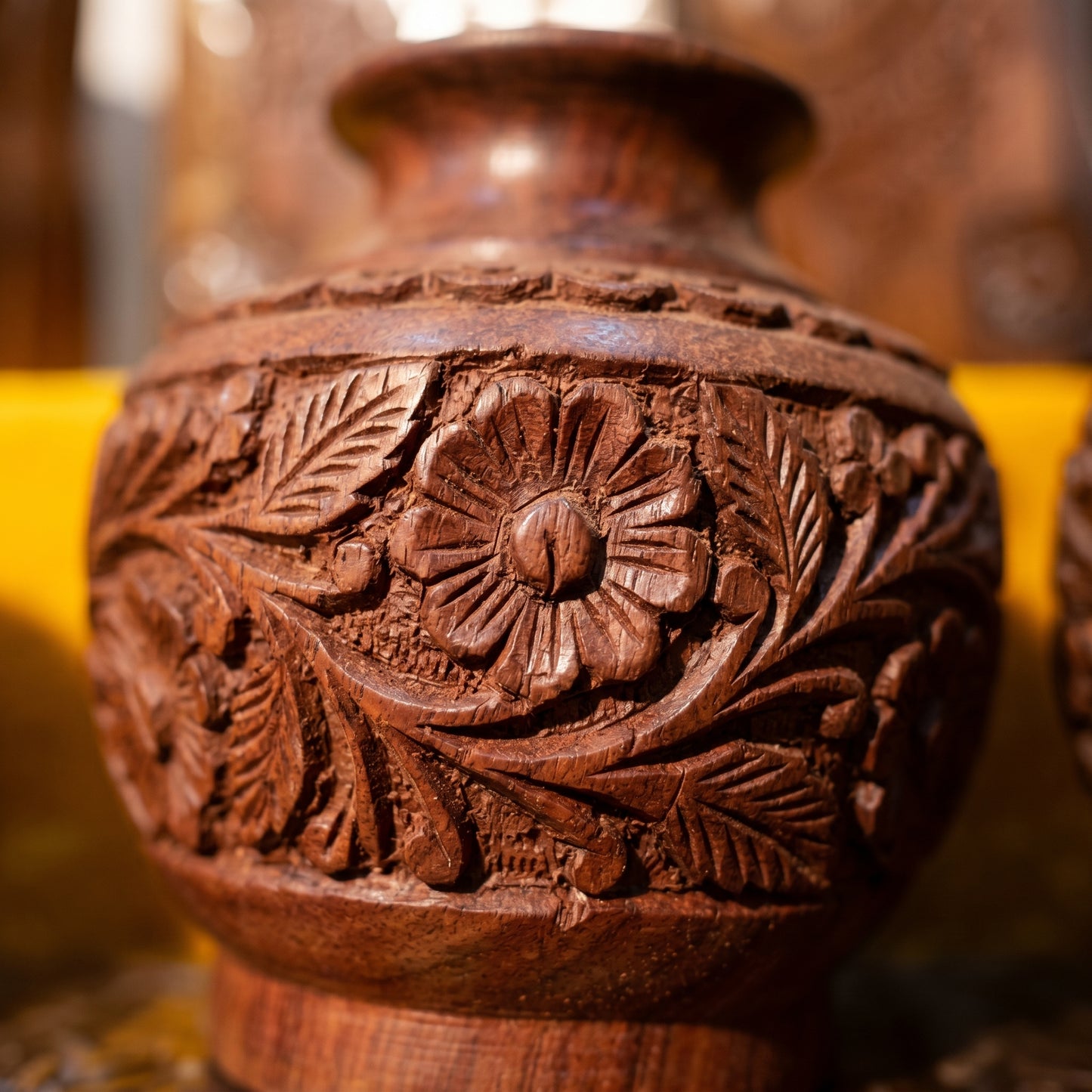 Hand Carved Wooden Vase Set – 3 Sizes